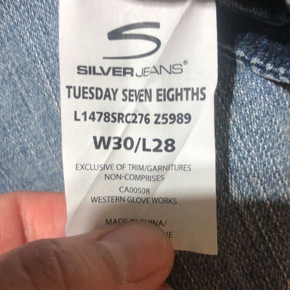 Silver jeans Tuesday seven eights ankle size 30 - Picture 6 of 11